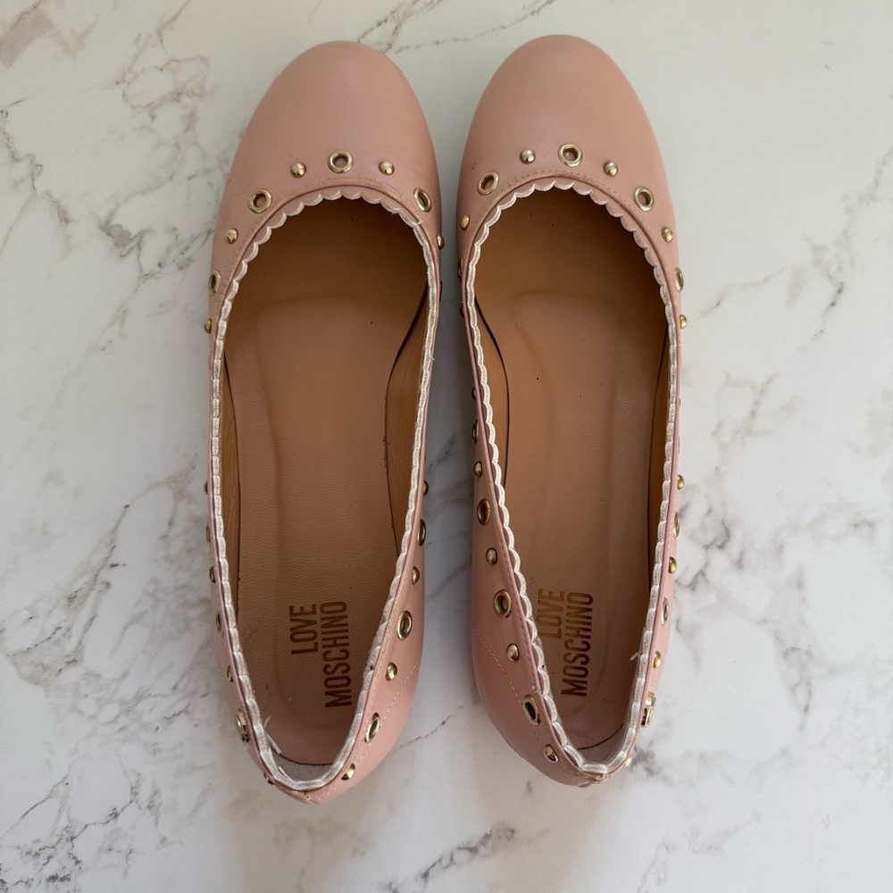 Moschino Baby Pink studded Ballet Flats